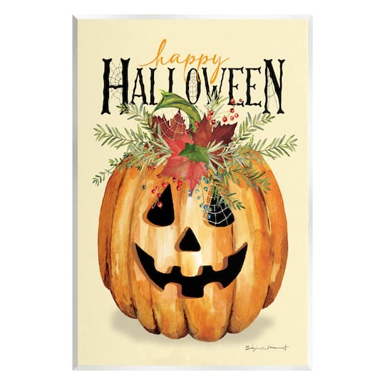 Stupell Industries Happy Halloween Jack-o-Lantern Wall Plaque Art